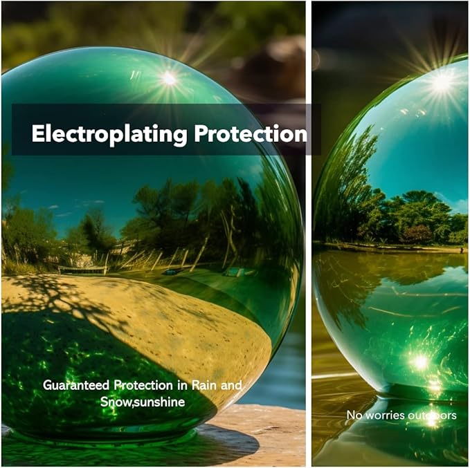 10 Inch Stainless Steel Gazing Globe,v2croft Hollow Ball Mirrored Surface Polished Shiny Sphere,Garden Stainless Steel Gazing Ball for Outdoor Lawn Pond Yard Ornament(Green)-BloomoryGarden