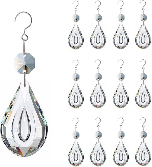12pcs Crystal Suncatchers, Hanging Crystals Chandelier Prisms for Windows, Rainbow Maker Home Decoration-BloomoryGarden