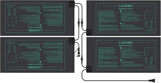 LUXBIRD 4 Pack Daisy Chain Seedling Heat Mats for Indoor Plants, Green Houses, Germination, Hydroponic Garden, Waterproof Durable (LB-HMDC-04)-BloomoryGarden