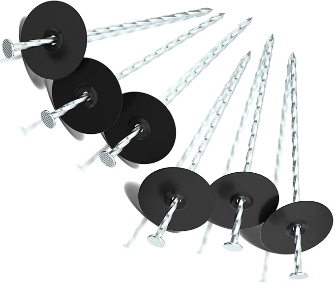 100 Pack Landscape Stakes with Gasket Caps - 6.3 Inch Heavy-Duty Galvanized Steel Garden Spikes are Used to Fixing Weed Barrier, Artificial Lawn, Patio Rug, Etc-BloomoryGarden