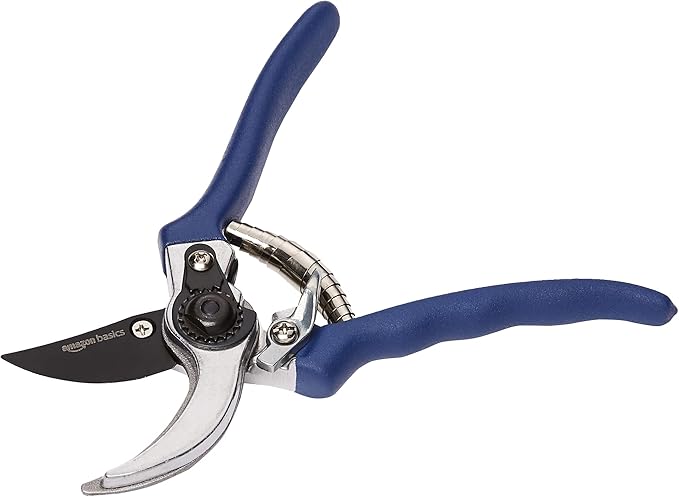 Amazon Basics Professional Hand Pruners, Garden Clippers, Pruning Shears, 8-inch Steel Bypass Garden Scissors, Blue-BloomoryGarden