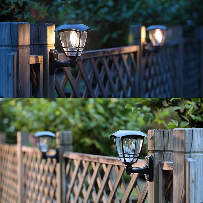 MAGGIFT 2 Pack Solar Powered Wall Lantern, Outdoor 10 Lumen LED Edison Bulb Solar Warm White Lights Wall Sconce with No Wiring Required,Fixture with Wall Mount Kit-BloomoryGarden