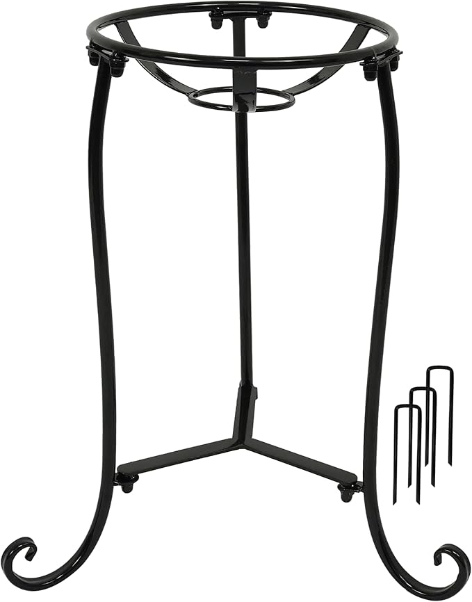 16" Tall Gazing Ball Stand for 10-12 inch Balls, Black Metal Gazing Globe Display Holder Stands for Outdoor Garden Clearance, 9" L x 9" W x 16" H-BloomoryGarden