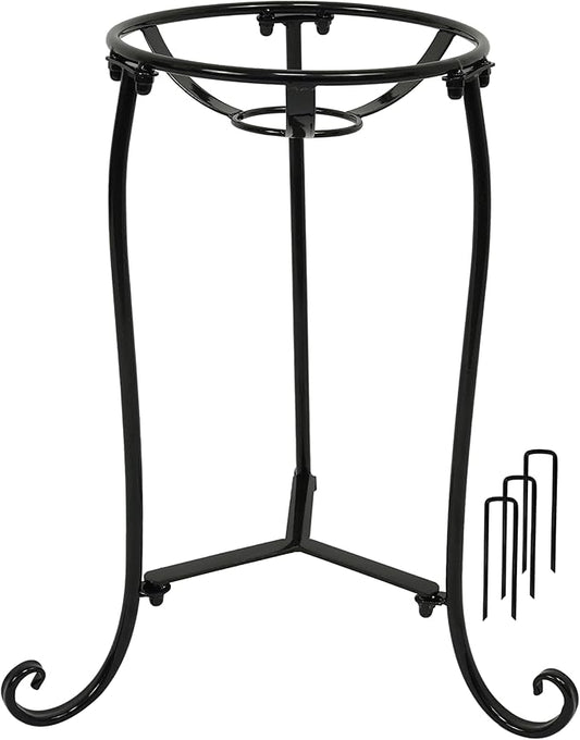 16" Tall Gazing Ball Stand for 10-12 inch Balls, Black Metal Gazing Globe Display Holder Stands for Outdoor Garden Clearance, 9" L x 9" W x 16" H-BloomoryGarden
