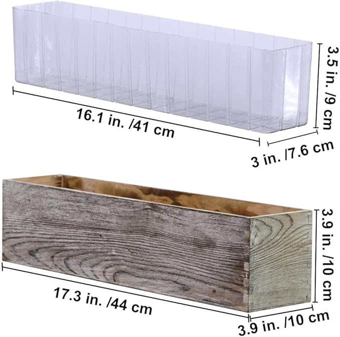 10 Pcs Plastic Planter Liners Clear Rectangular Plastic Liners for Flower Box Planter Window Box Planter 16.2" L x 3" W x 3.5" H for Indoor Outdoor Flower Arrangement Succulent Garden Windowsill Decor-BloomoryGarden