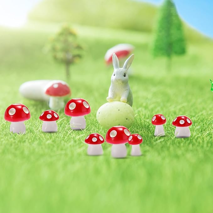 160 Pcs Tiny Mushrooms Mini Figurines Miniature Cute Colorful Mushroom Figurines Indoor Outdoor Mushroom Statue Decor Mushroom Decoration for Garden Landscape Bonsai Craft Ornament (Red, S, M, L)-BloomoryGarden