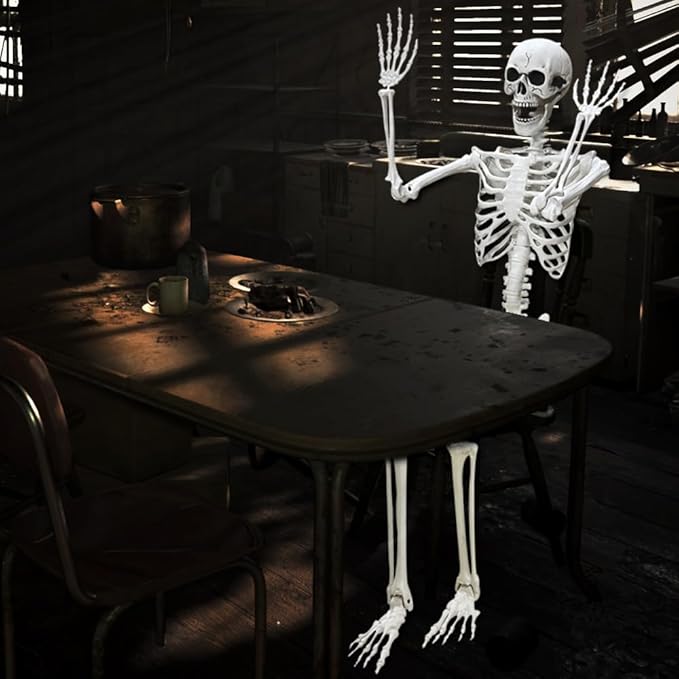 Lodou 5.4Ft Posable Life Size Human Adult Skeletons Plastic Human Bones with Movable Joints for Halloween Decoration-BloomoryGarden