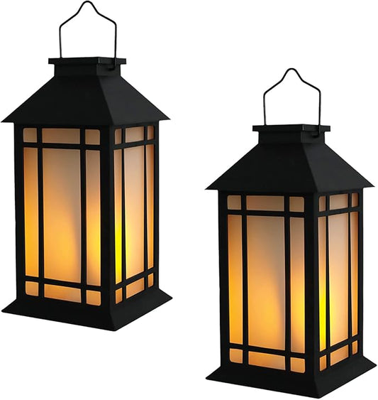 13-Inch IP65 Waterproof Battery-Powered Outdoor Lantern with Led Flameless Candle and 6-Hour Timer - Decorative Lantern for Patio & Garden(2 Pack)-BloomoryGarden