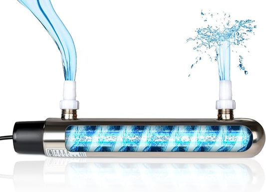 12W Inline UV Light Clarifier for Koi Pond Aquarium Algae Control Cold Plunge UV Light Stainless Steel Ultraviolet Green Killing Machine Algae Remover-BloomoryGarden
