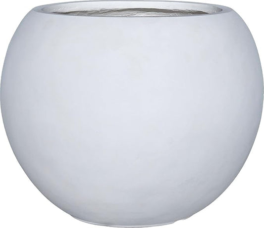 13.5 H x 17" Dia (12" Pot Opening) Round Fiberstone Planter with Drainage Hole, White, Indoor/Outdoor Large Plant Pot for Home Patio Garden, Ideal for Large Plants-BloomoryGarden