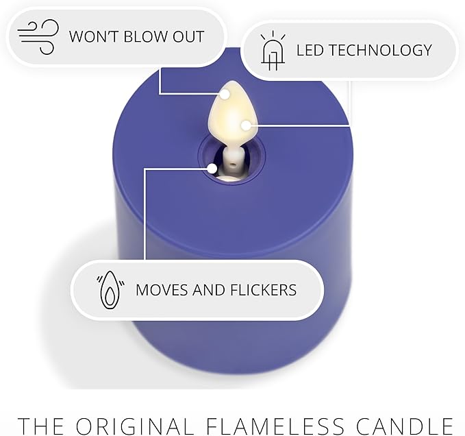 Luminara Outdoor Votive Flameless LED Candle, Vivid Ultramarine 2" x 3.2", Moving Flame Battery Operated Timer Remote Ready IPX4 Matte Plastic Finish-BloomoryGarden