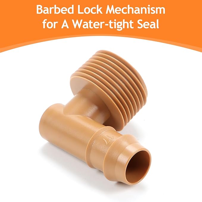 12 Pieces 3/4 Inch PVC to 1/2 Inch Drip Irrigation Adapter Fittings, 3/4" Male Pipe Thread(MPT) x 1/2" Drip Line Barbed Elbow Connectors 3/4-in PVC to 1/2-in Poly Tubing Adapter-BloomoryGarden