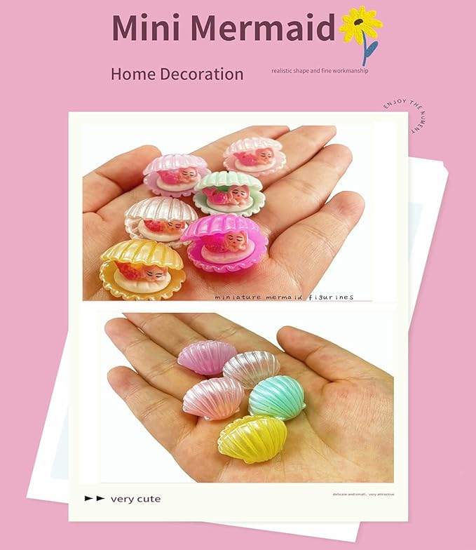 18 Pcs Miniature Mermaid Figurines,Mini Mermaid and Mini Sleeping Mermaid in Shell for Cake Decoration Home Terrarium Decoration DIY Crafts-BloomoryGarden