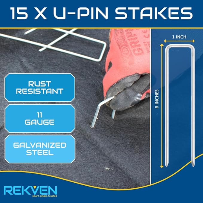 10 x 15 Feet Pond Liner Underlayment Non Woven Geotextile with 15 U-Pins-BloomoryGarden