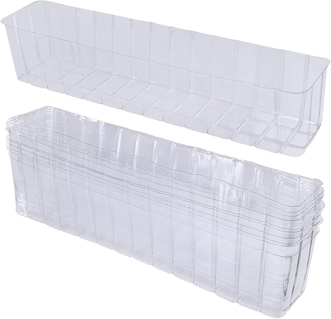 10 Pcs Plastic Planter Liners Clear Rectangular Plastic Liners for Flower Box Planter Window Box Planter 16.2" L x 3" W x 3.5" H for Indoor Outdoor Flower Arrangement Succulent Garden Windowsill Decor-BloomoryGarden