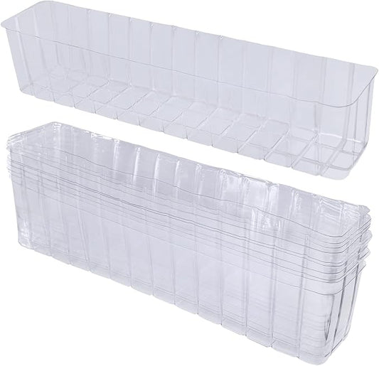 10 Pcs Plastic Planter Liners Clear Rectangular Plastic Liners for Flower Box Planter Window Box Planter 16.2" L x 3" W x 3.5" H for Indoor Outdoor Flower Arrangement Succulent Garden Windowsill Decor-BloomoryGarden