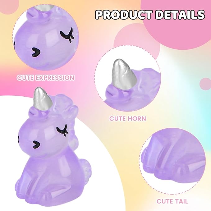 100 PCS Mini Resin Unicorn Luminous Tiny Unicorn Miniature Figurines Glow in The Dark Mini Resin Animals Suitable for DIY Cake Ornaments Crafts Moss Landscape Decoration-BloomoryGarden