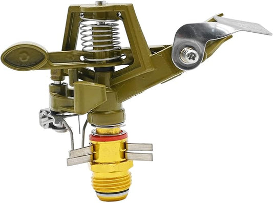 1/2 Inch Brass Impact Sprinkler with Nozzles Adjustable 0-360 Degree Coverage Pattern Heavy Duty Lawn Sprinkler Head for Yard Lawn Grass Patio Garden Irrigation (1Pcs)-BloomoryGarden