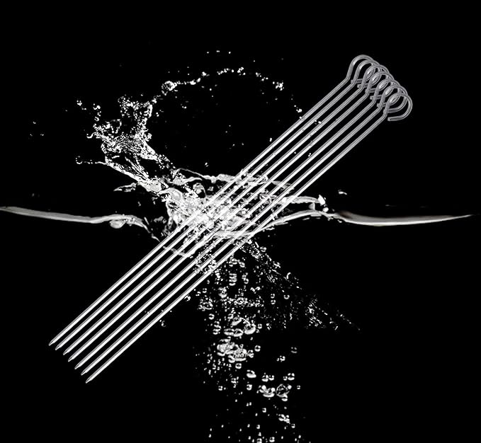 10 inch Barbecue Skewers, HONSHEN Metal BBQ Sticks,12Pack Stainless Steel Square Skewer,Kebob,kabob Sets for Grill Outings Cooking (BBQ Skewers Square 10inch-12p)-BloomoryGarden