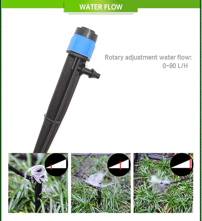 Lxcom Lighting 100 Pack Irrigation Drippers Drip Emitters Micro Spray Adjustable 360 Degree Full Circle Pattern Water Flow Irrigation Drippers Micro Bubbler Sprinkler Drip System Parts Drip Irrigation-BloomoryGarden