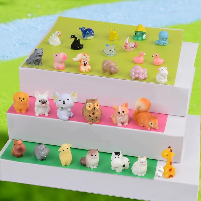 150 Pcs Mini Resin Animals Miniature Animal Figurines Tiny Resin Animals Mini Animals Small Animals Figures Bulk for Fairy Garden Décor Micro Landscape Ornaments Dollhouse Craft Accessories-BloomoryGarden