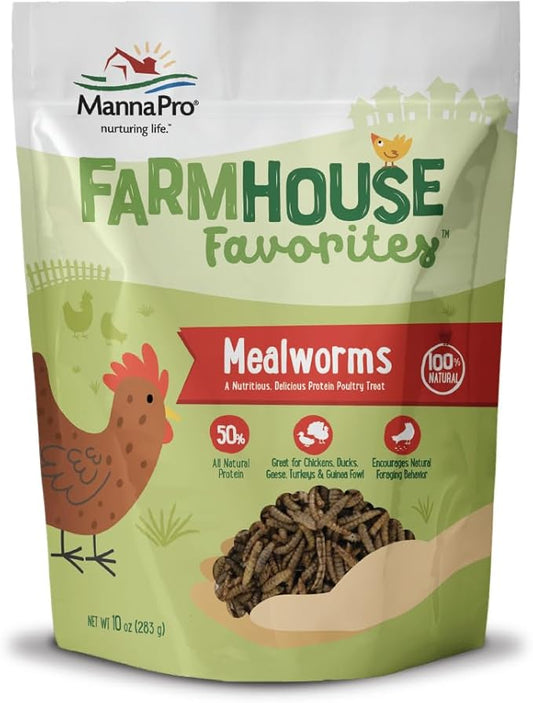 Manna Pro Mealworms Poultry Treat - High Protein, 100% Natural, 10oz-BloomoryGarden