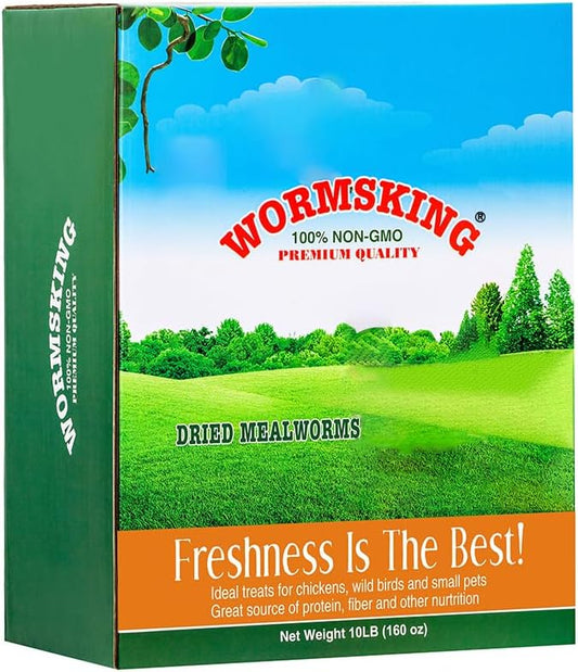 10LB Dried Mealworms, High Protein Meal Worms for Poultry, Wild Birds, Hedgehogs, Hamsters, Reptiles, Great Chicken Food, Bird Food-BloomoryGarden