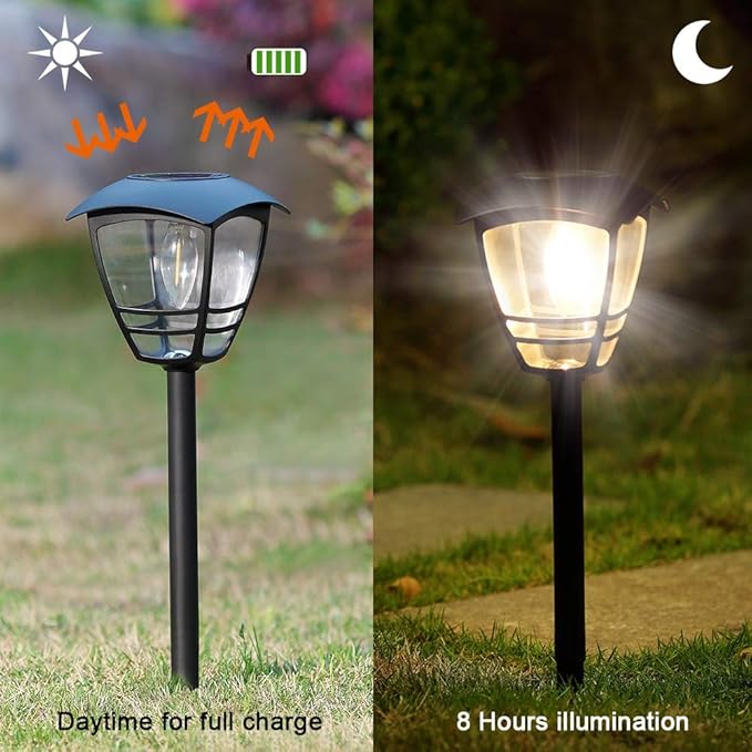 Maggift 4 Pack Vintage Solar Pathway Lights LED Bulbs Solar Powered Garden Walkway Lights for Outdoor Lawn, Patio, Yard, Walkway, Driveway , 15 Lumen-BloomoryGarden