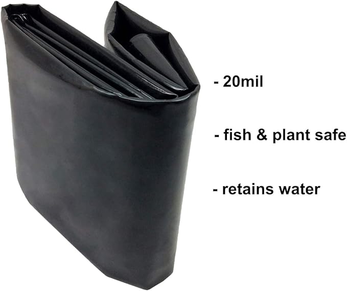 10 x 13 Feet Pond Liner, 20 Mil Pond Liners for Outdoor Ponds, Black LDPE Pond Liner for Waterfall, Fish Koi Ponds, Garden Fountain-BloomoryGarden