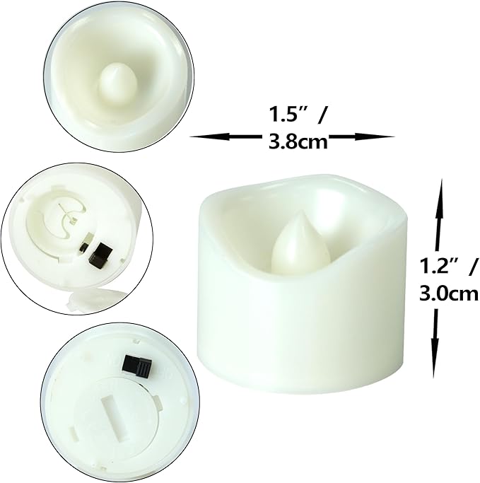 12 Pack Battery Operated Flameless LED Votive Tealight Candles Realistic Flickering Electric Tea Lights Set Bulk Halloween Pumpkin Jack O Lantern Party Wedding Decorations Centerpieces Batteries Incl.-BloomoryGarden