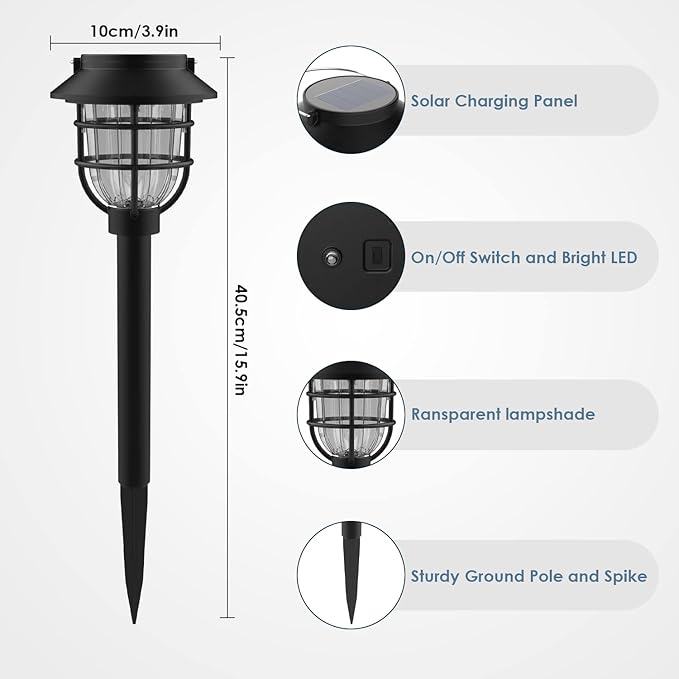 10 Pack Solar Pathway Lights Outdoor - Bright Solar Powered Garden Lights with Warm White LED, Auto On/Off Waterproof Path Lights Decorative, Landscape Lighting for Yard Patio Walkway Driveway-BloomoryGarden