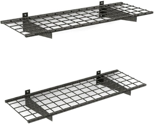 00651 2-Pack Heavy Duty Steel Wall Garage Shelving, 45-Inch X 15-Inch, Low-Profile Brackets, Max Shelf Load 200 Pounds, Hammertone-BloomoryGarden