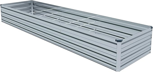 12x4x1.5FT Galvanized Raised Garden Beds Kit Large Outdoor Metal Gardening Planter Box for Vegetable Elevated Flower Herbs, Silver-BloomoryGarden