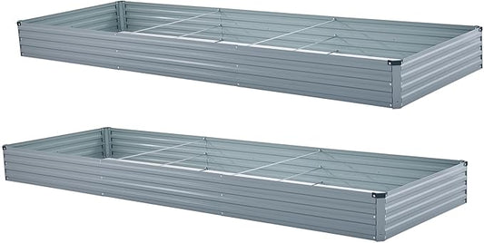 12x4x1ft(2 Pack) Galvanized Raised Garden Bed,Outdoor Planter Box Metal Patio Kit Planting Bed for Vegetables Flowers Herb,Grey-BloomoryGarden