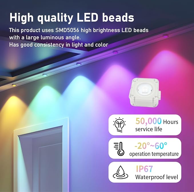 100ft Permanent Outdoor Lights for House, IP67 Waterproof RGB+IC LED Eaves Lights, 54 Scene Modes Outdoor Lighting for Christmas Garden Party Holiday Decorations, with App/Remote Control-BloomoryGarden