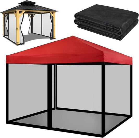 10x10 Mosquito Net with Zipper for Patio Camping Gazebo and Canopy Tent, Outdoor Gazebo Replacement Mosquito Netting Tent Screen Wall, Ultra Fine Mesh(Only Net No Frame)-BloomoryGarden