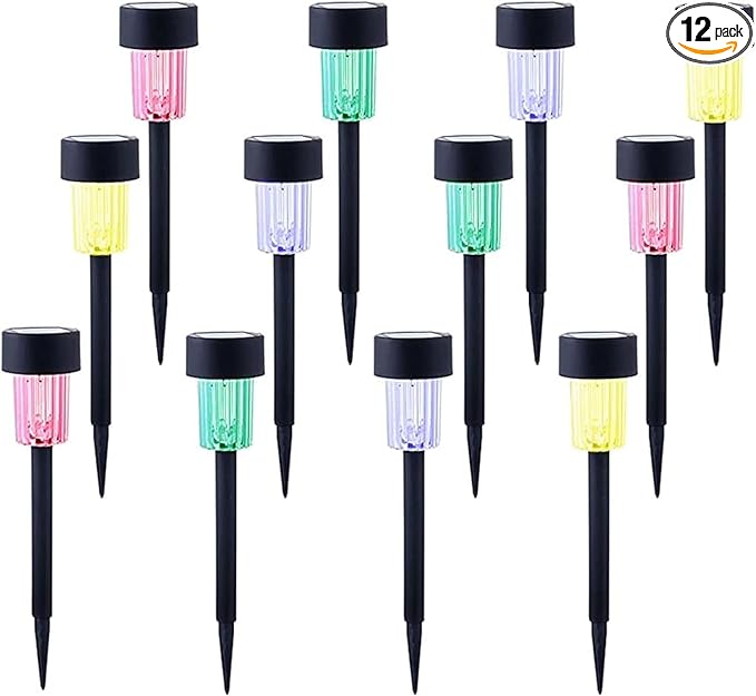 MAGGIFT 12 Pcs Solar Pathway Lights Solar Powered Lights, Outdoor Change Color Automatically Solar Landscape Lights for Lawn, Patio, Yard, Walkway, Deck, Driveway and Garden, RGB Color Changing-BloomoryGarden