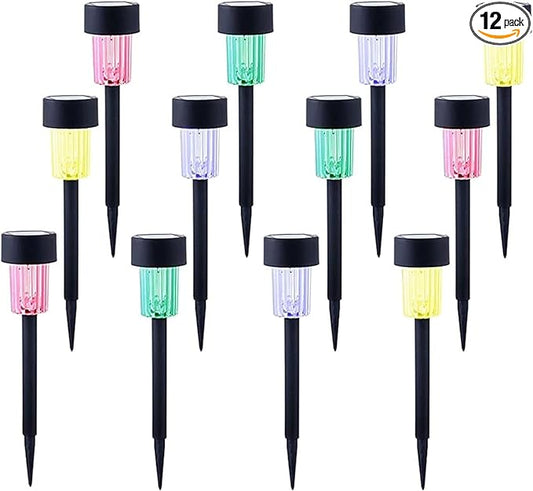MAGGIFT 12 Pcs Solar Pathway Lights Solar Powered Lights, Outdoor Change Color Automatically Solar Landscape Lights for Lawn, Patio, Yard, Walkway, Deck, Driveway and Garden, RGB Color Changing-BloomoryGarden
