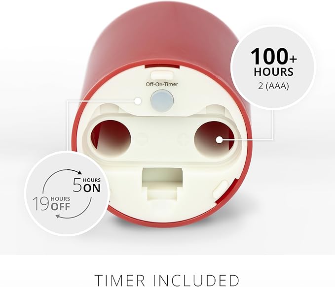 Luminara Outdoor Votive Flameless LED Candle, Cherry Red 2" x 3.2", Moving Flame Battery Operated Timer Remote Ready IPX4 Matte Plastic Finish-BloomoryGarden