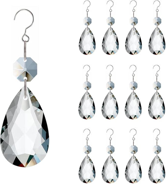 12pcs Crystal Suncatchers, Hanging Crystals Chandelier Prisms for Windows, Rainbow Maker Home Decoration-BloomoryGarden