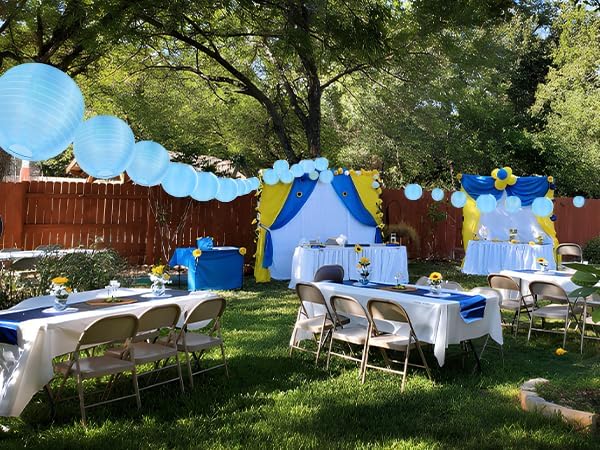 10 Pack Outdoor Silk Lanterns Decorative, 10inch Waterprooof Outside Indoor Chinese Hanging Round Lanterns for Weddings, Birthdays, Parties Decoration(Blue)-BloomoryGarden