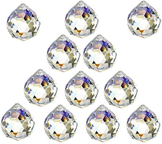 12 Pcs Crystal Ball Prism Suncatcher Rainbow Pendants Maker, 30mm Clear Glass Crystal Ball Prism,Hanging Crystals Prisms for Windows,for Feng Shui,for Home,Office,Garden Decoration-BloomoryGarden
