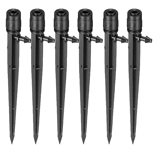 Lxcom Lighting Irrigation Drippers Drip Emitters Micro Spray Adjustable 360 Degree Full Circle Pattern Water Flow Irrigation Drippers Drip System Parts Drip Irrigation, 50 Pack(Black)-BloomoryGarden
