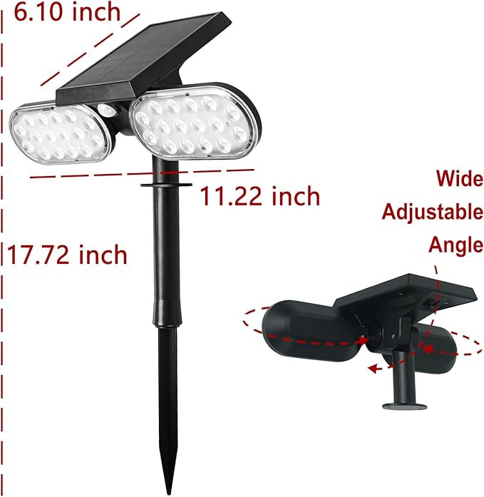 Luwint Solar Motion Lights Outdoor, Waterproof Solar Powered Flood & Security Lights for Outside, 2 Heads Swivel 360 Angle Solar Lights with Ground Stake-BloomoryGarden
