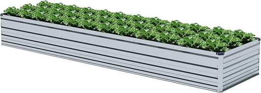 12x2x1.5FT Galvanized Raised Garden Beds Kit Large Outdoor Metal Gardening Planter Box for Vegetable Elevated Flower Herbs, Silver-BloomoryGarden