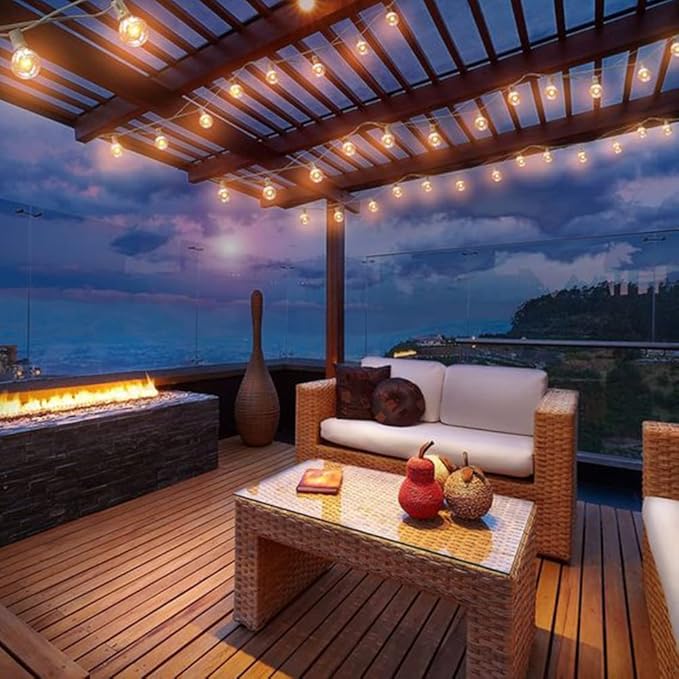100Ft G40 Outdoor String Lights Patio Lights with 100 Edison Globe Bulbs, Connectable Outdoor String Lights Waterproof UL Listed for Indoor Porch Party Wedding Deck Balcony Wedding Party Decor- White-BloomoryGarden