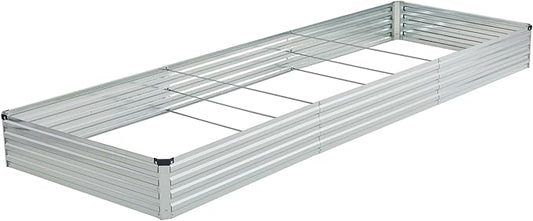 12x4x1ft Galvanized Raised Garden Bed,Outdoor Planter Box Metal Patio Kit Planting Bed for Vegetables Flowers Herb,Silver-BloomoryGarden