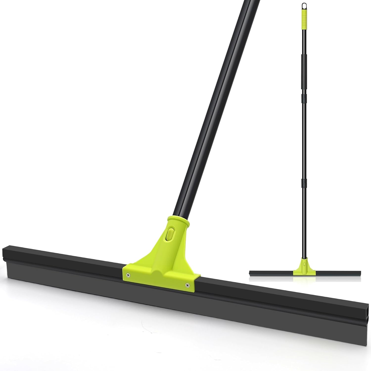 Floor Squeegee Heavy Duty, 24” Rubber Foam Water Scraper Broom, Epoxy Wiper Mop with 62 inches Long Handle for Cleaning Concrete Pool Rug Garage Deck Shower Window Outdoor Indoor (Green)-BloomoryGarden