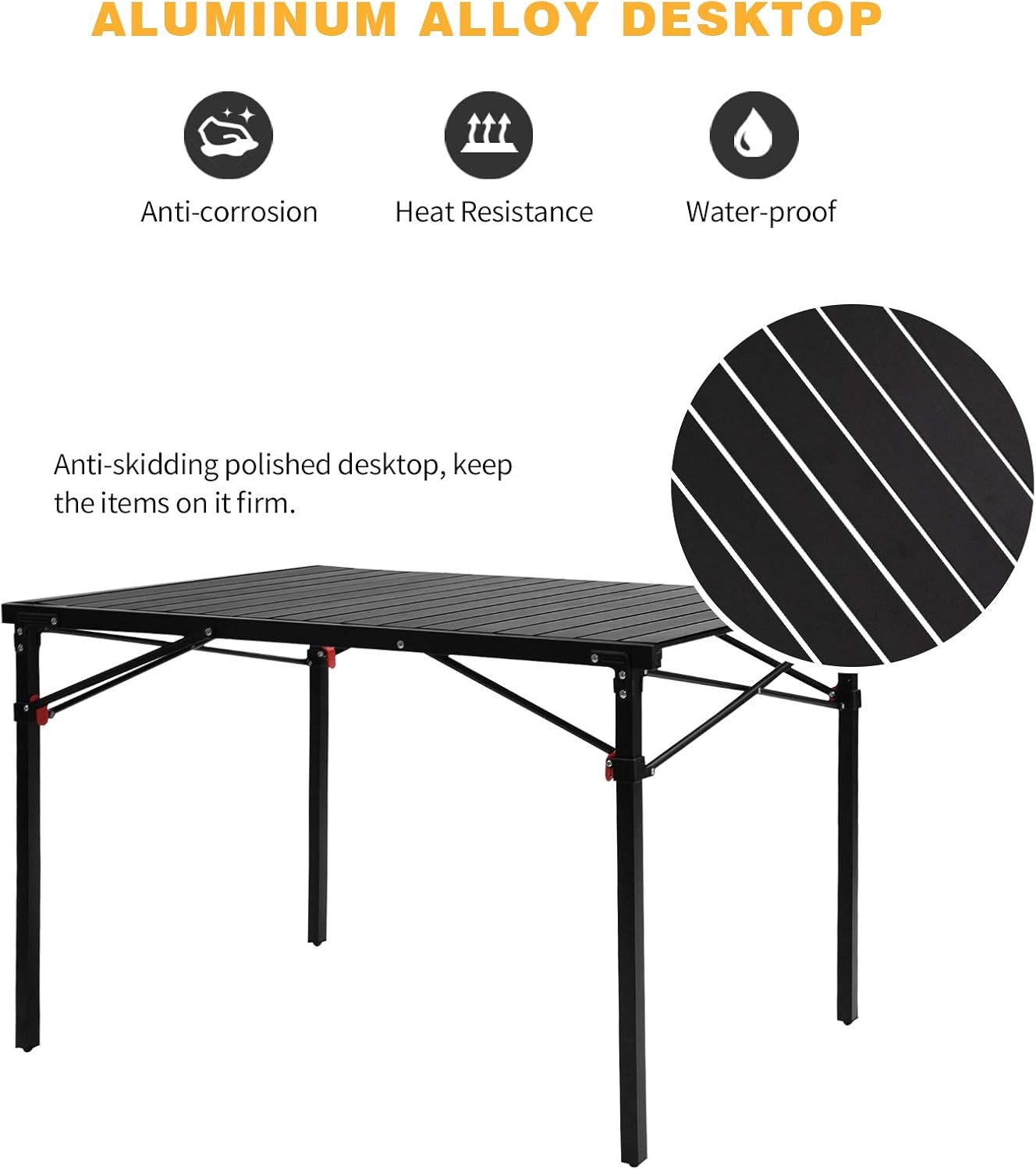 KingCamp Lightweight Compact Folding Camping Table,Stable Aluminum Alloy Folding Roll up Table for 4-6 Person for Picnic, Camping, Barbecue and Party,Portable Multifunctional Table with Carry Bag-BloomoryGarden