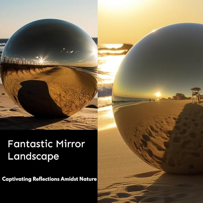 10 Inch Stainless Steel Gazing Globe,v2croft Hollow Ball Mirrored Surface Polished Shiny Sphere,Garden Stainless Steel Gazing Ball for Outdoor Lawn Pond Yard Ornament(Gold)-BloomoryGarden